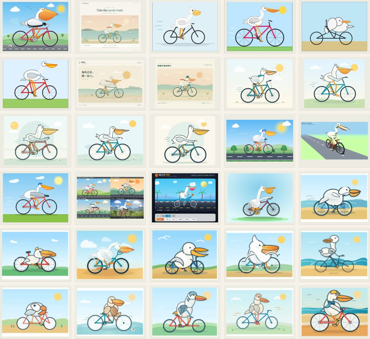 Thirty actual outputs in the collection’s image-only view